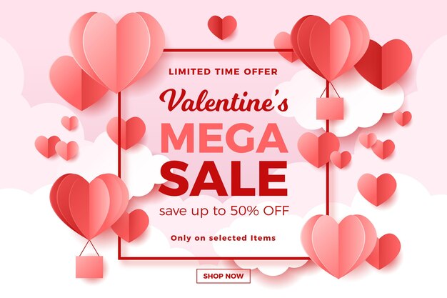 Valentine's day sale in paper style