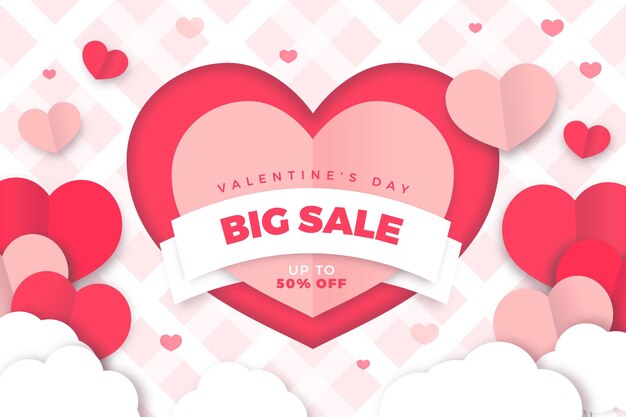 Valentine's day sale in paper style