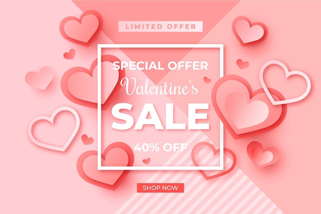 Free vector valentine's day sale in paper style