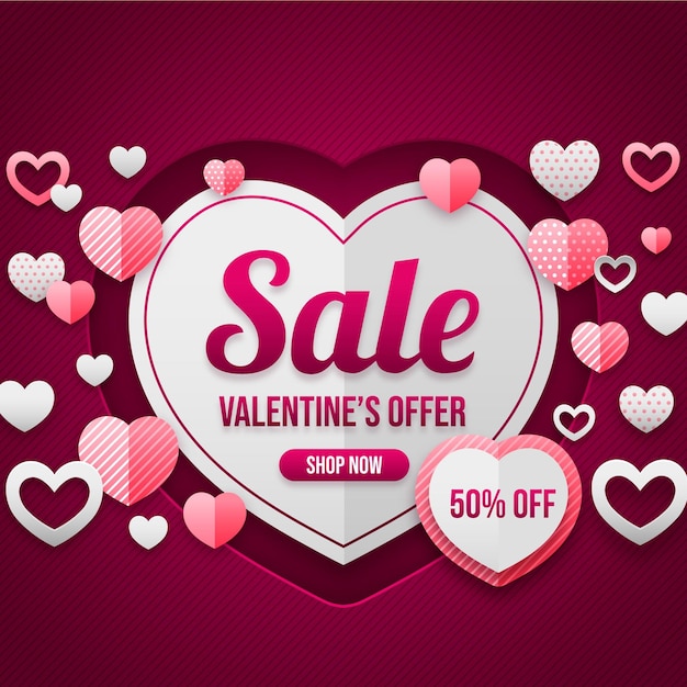 Free vector valentine's day sale in paper style