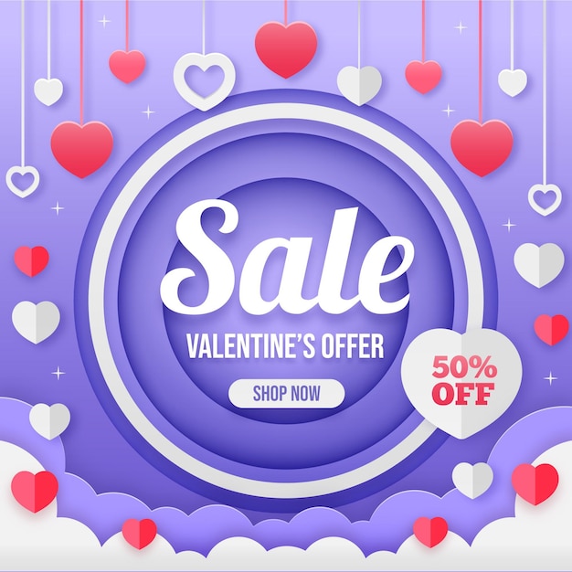 Valentine's day sale in paper style