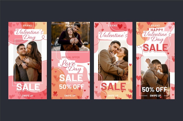 Free vector valentine's day sale story pack with offer