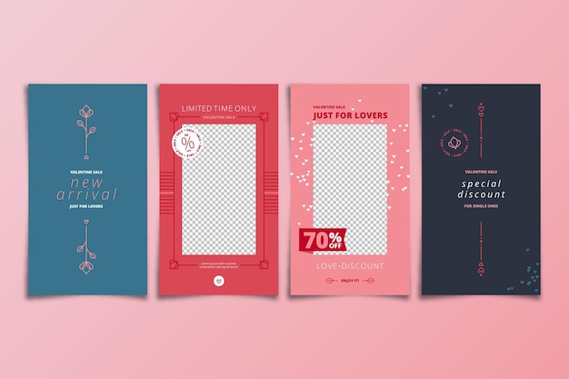 Free vector valentine's day sale story pack