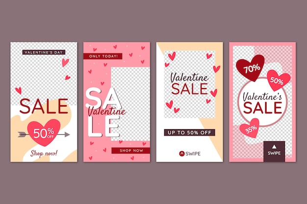 Free vector valentine's day sale story set