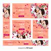 Free vector valentine's day sale web banners