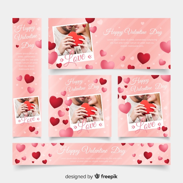 Free vector valentine's day sale web banners