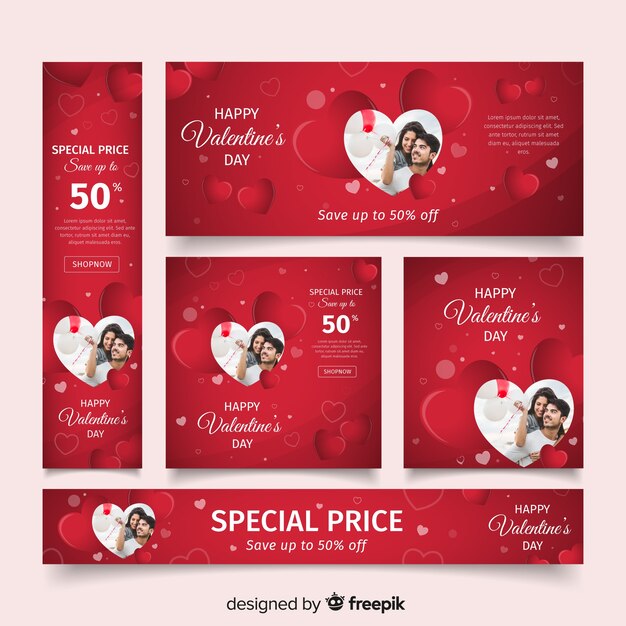 Valentine's day sale web banners