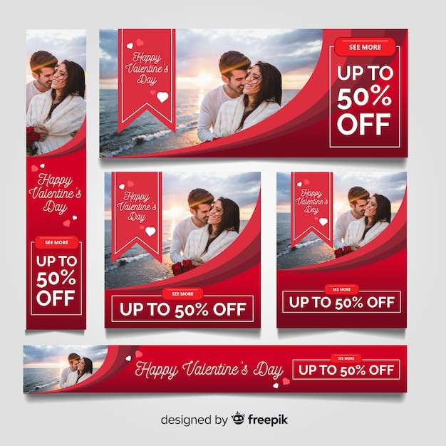 Valentine's day sale web banners