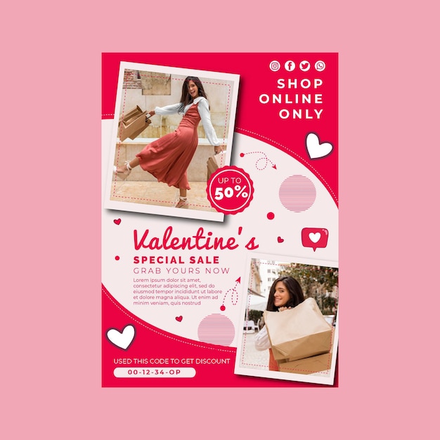 Free vector valentine's day sales a4 poster template