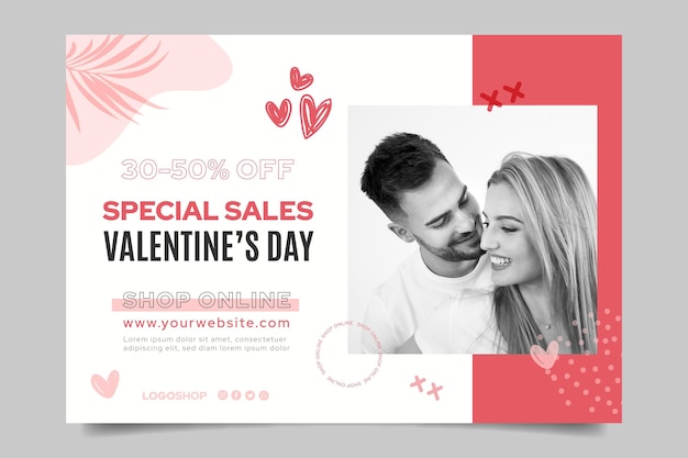 Vettore gratuito banner di vendita di san valentino