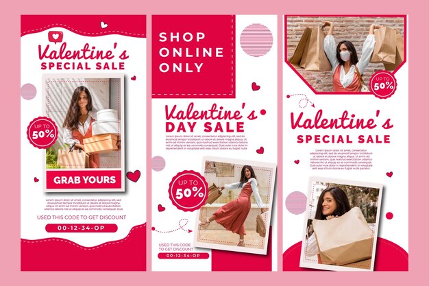 Free vector valentine's day sales instagram stories collection