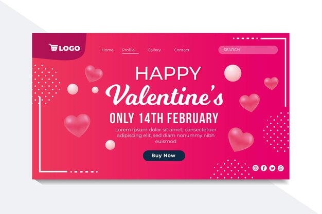 Valentine's day sales landing page with discount