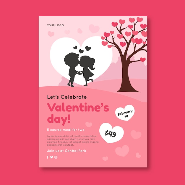 Free vector valentine's day sales poster a4