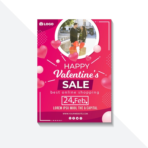 Valentine's day sales poster with discount