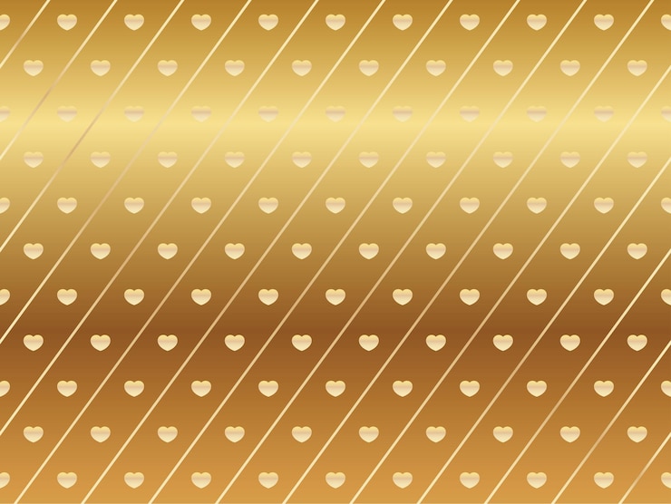 Free Vector valentine's day seamless vector illustration with gold heart pattern on a shiny gold background.