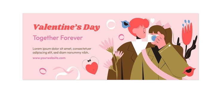 무료 Vector 발렌타인 데이 소셜 미디어 표지 템플릿