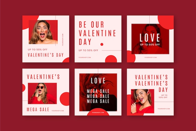 Free vector valentine's day social media post pack