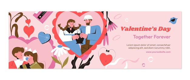 Free vector valentine's day twitter header template