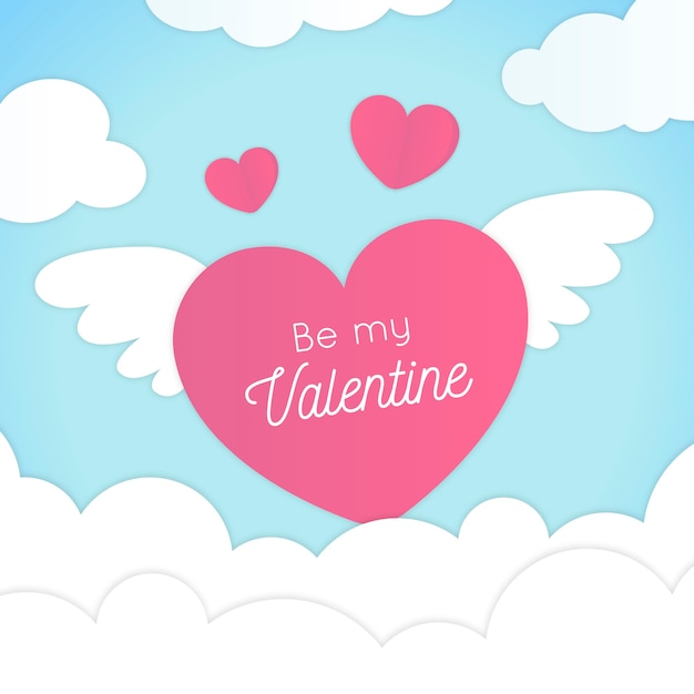 Valentine's day wallpaper in paper style