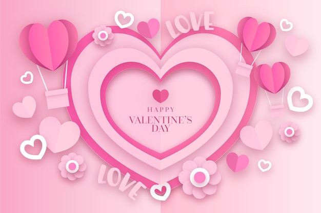 Free vector valentine's day wallpaper in paper style