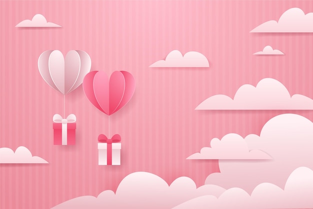 Free vector valentine's day wallpaper in paper style