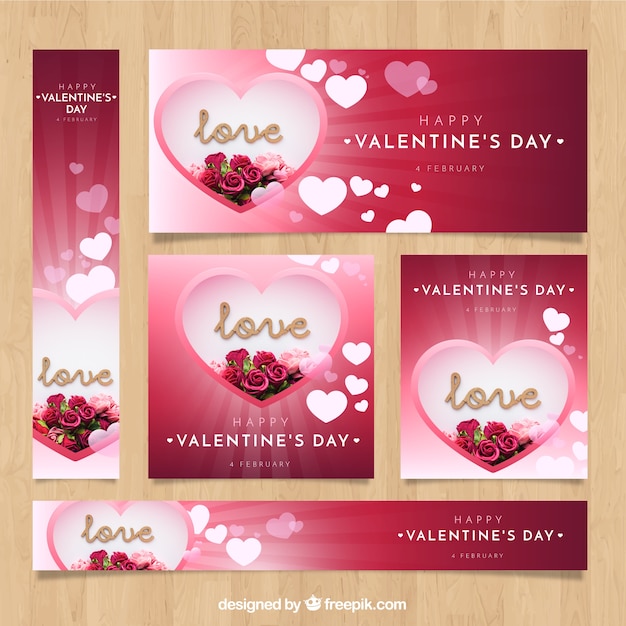 Valentine's day web banners with photo