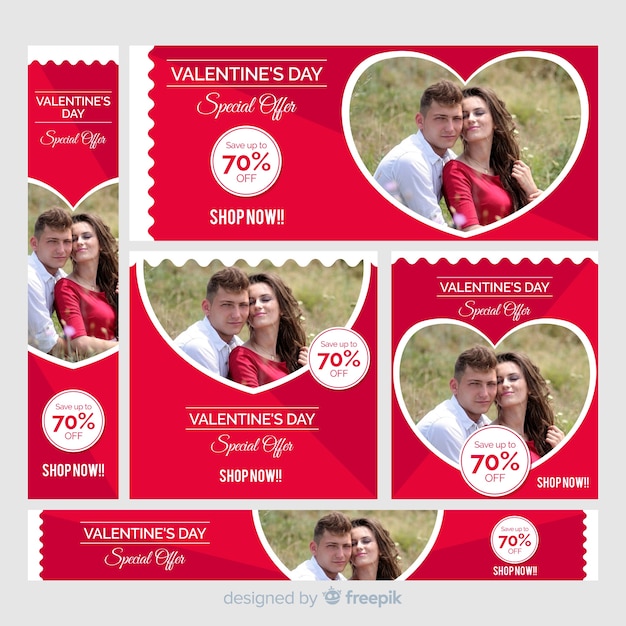 Valentine's day web banners with photo