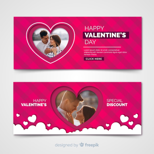 Valentine's day web banners with photo