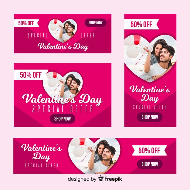День Святого Валентина веб-баннеры с фото