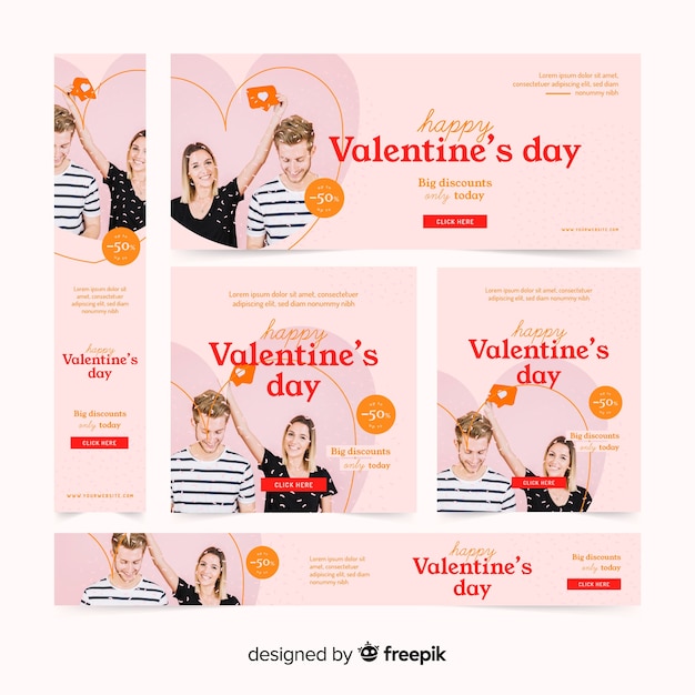 Valentine's day web banners with photo