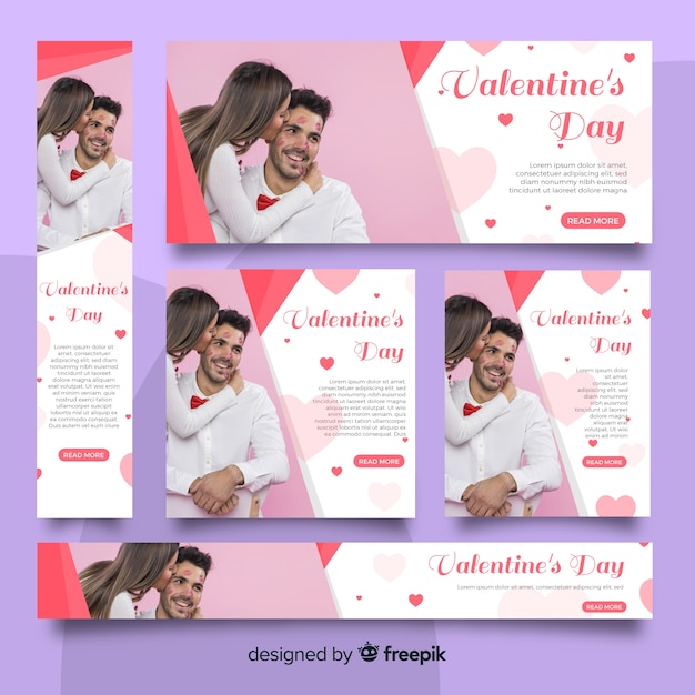 Vettore gratuito banner web di san valentino