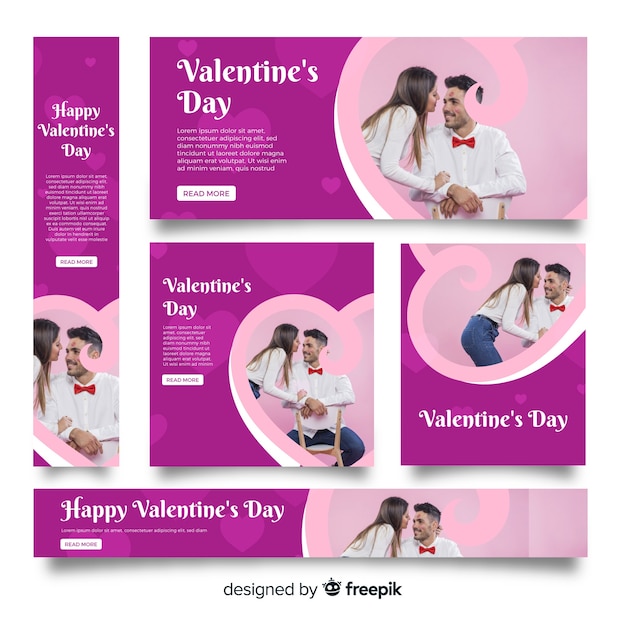 Vettore gratuito banner web di san valentino