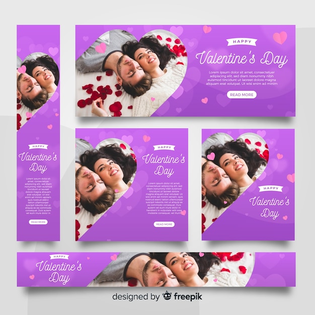 Free vector valentine's day web banners