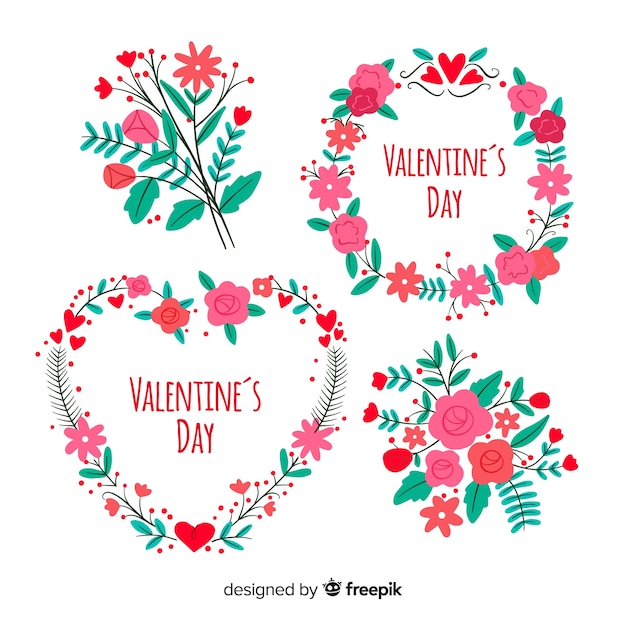 Free vector valentine's day wreath and bouquet collection