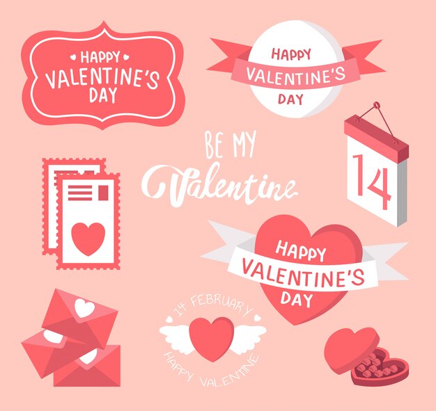 Cute set of hearts of red color of different shapes isolated | Premium