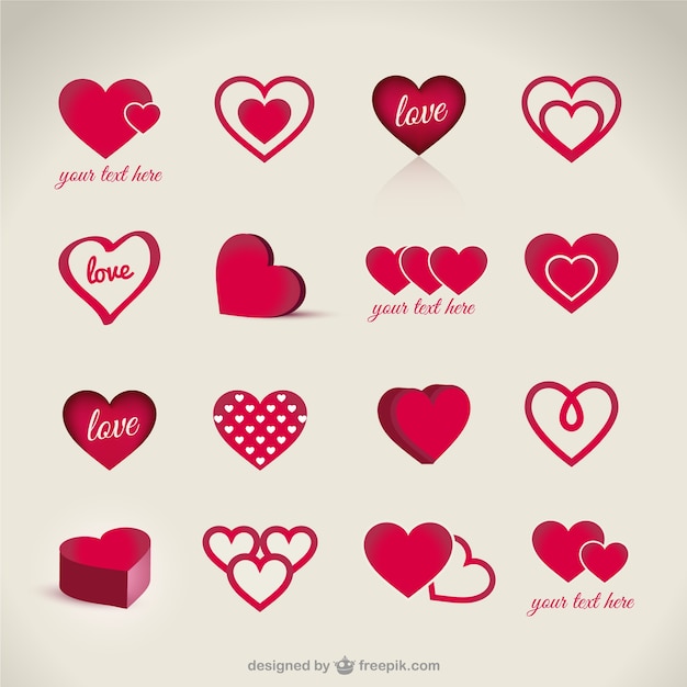 Free vector valentine's hearts pack