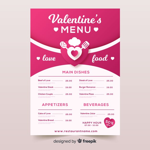 Valentine's menu template