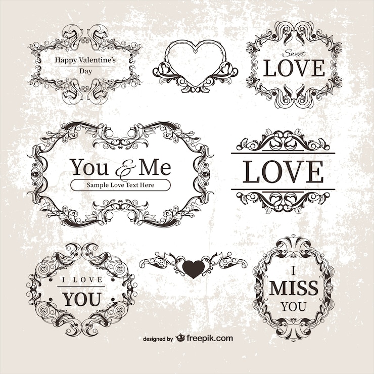 Free Vector valentine's ornamental labels