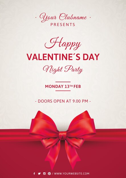 Valentine's party poster with bow