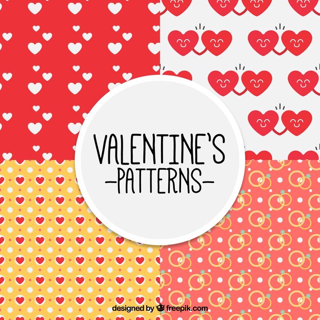 Valentine's patterns with hearts and rings