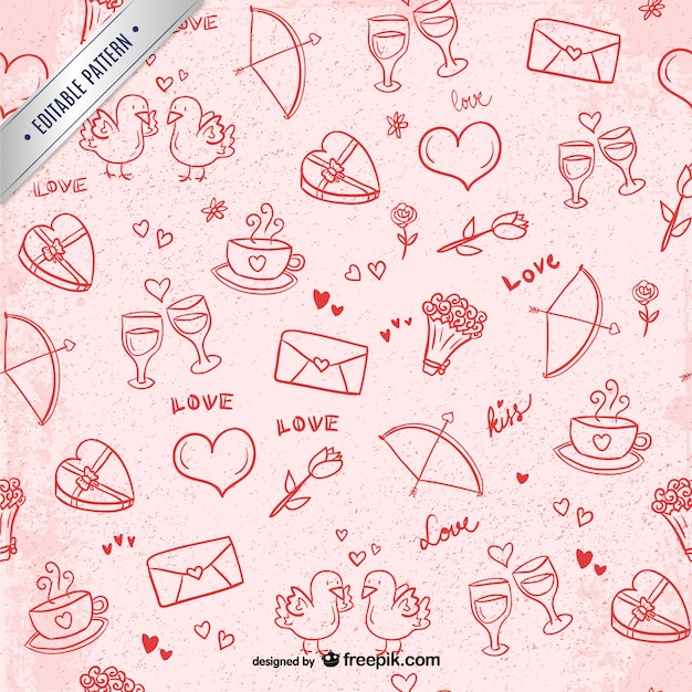 Free vector valentine's scribbles pattern