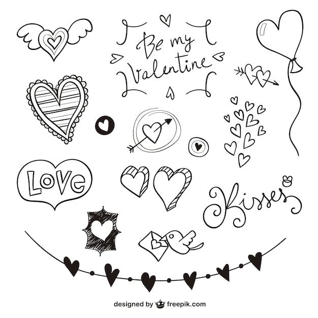 Free vector valentine scribbles pack