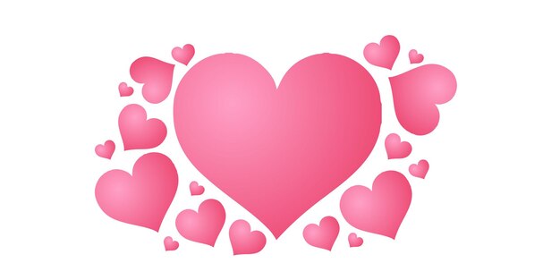 Valentine Small Hearts Pattern Background Pink, Red, and White Free Vector