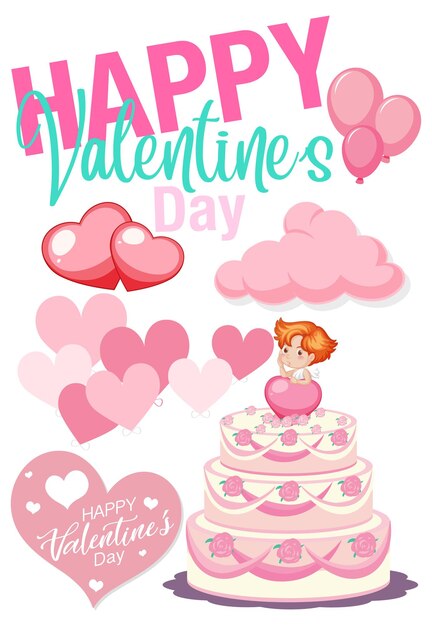 Valentine theme with cake and hearts