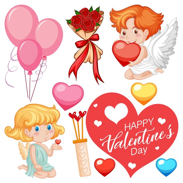 Valentine theme with cupid and hearts