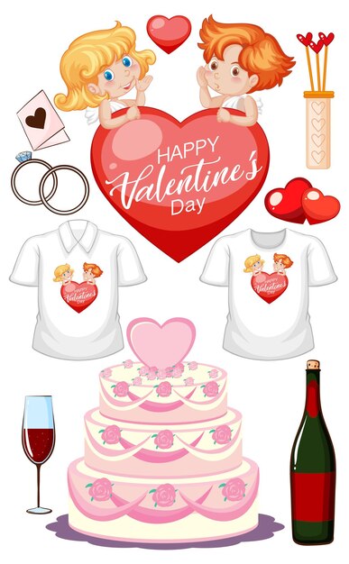 Free vector valentine theme with cupid and shirts