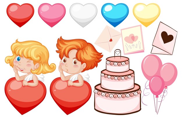 큐피드와 케이크가 있는 발렌타인 테마