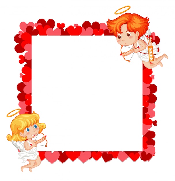 Free vector valentine theme with cupids and red hearts