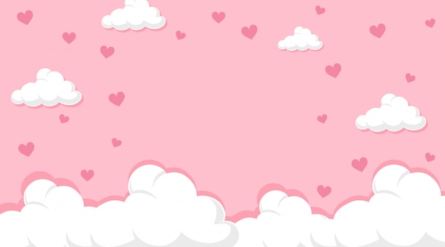 Tema di san valentino con cuori in cielo rosa