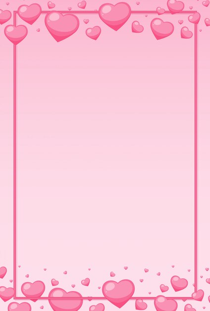 프레임 주위에 분홍색 하트와 발렌타인 데이 테마